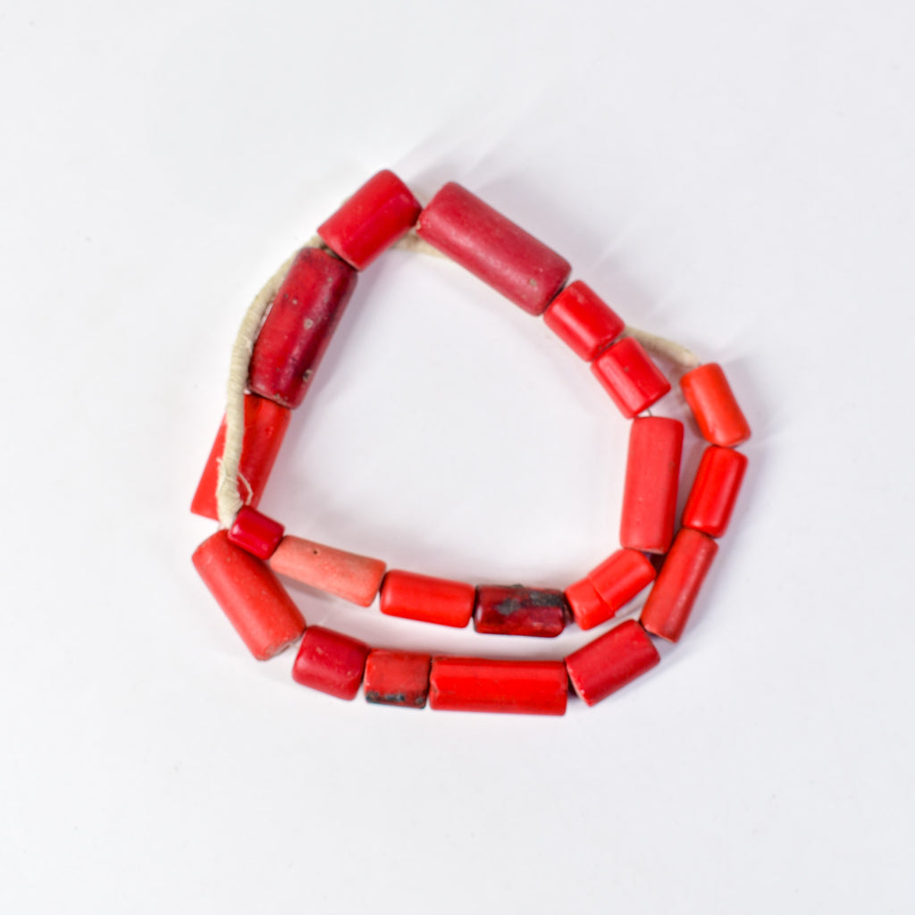 Old Bohemian Glass Red Trade Beads