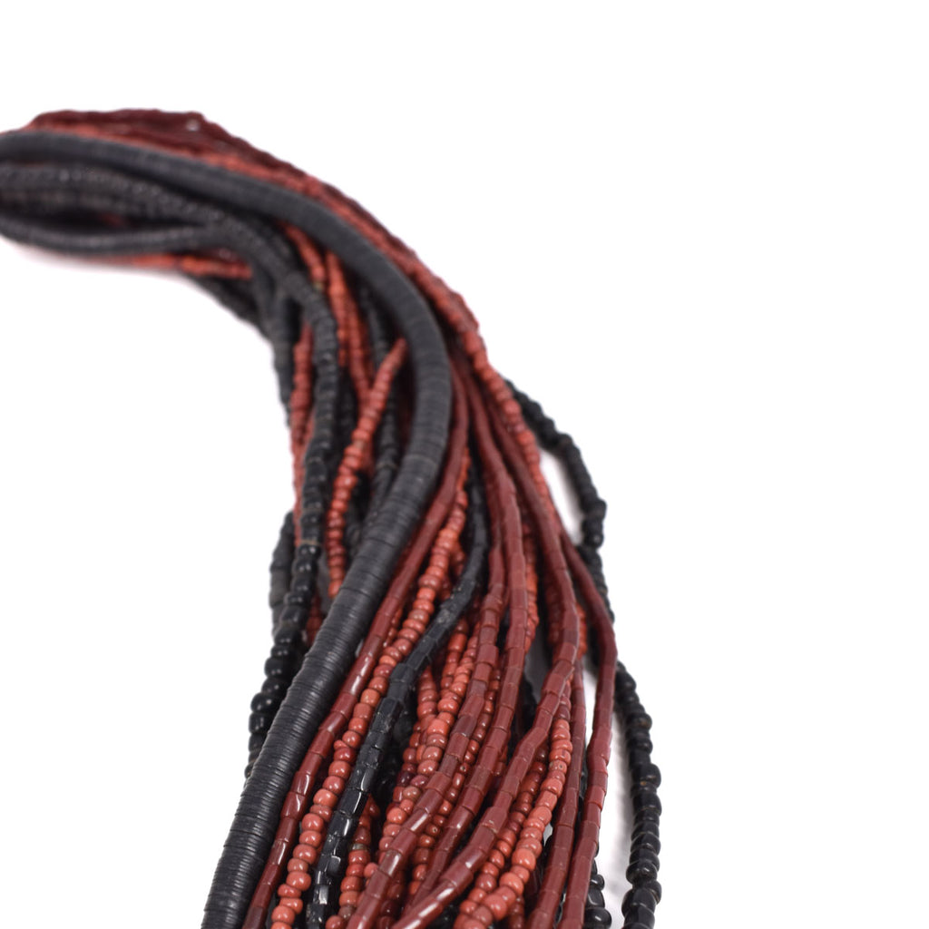 Black and Red Tamba Seed Bead Necklace