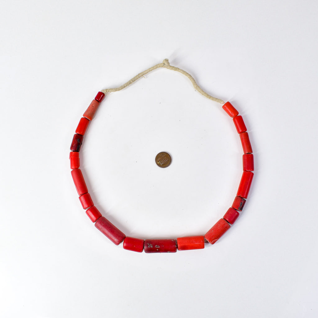 Old Bohemian Glass Red Trade Beads