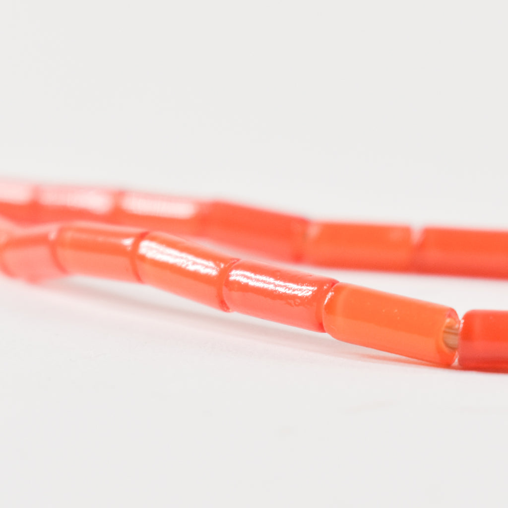 Orange Translucent Cylindrical Mint Trade Beads Czech