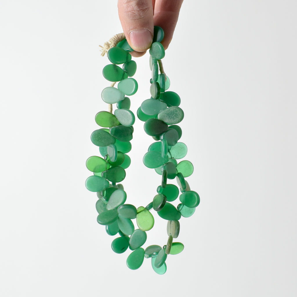 Green Flat Tear Drop Wedding Trade Beads Czech