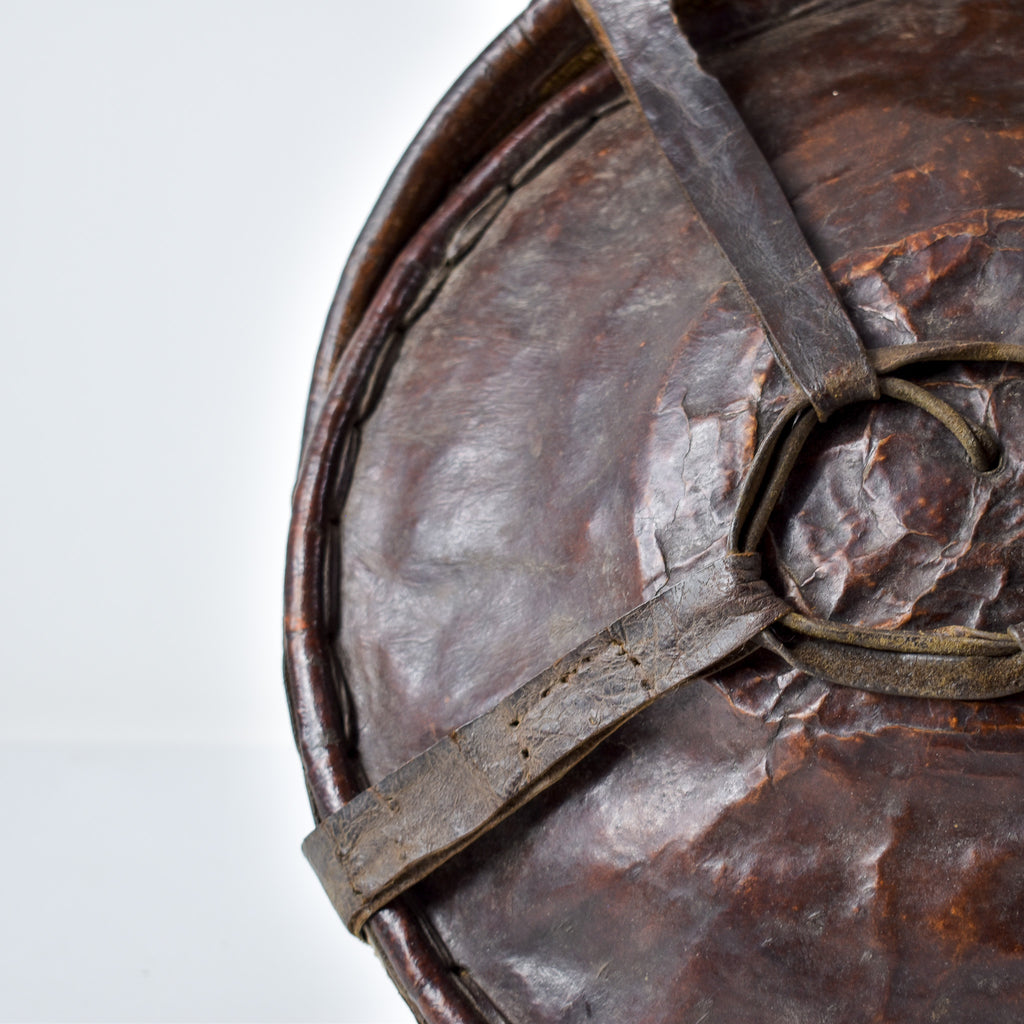 Mesob Lidded Leather Wrapped Bread Basket Ethiopia