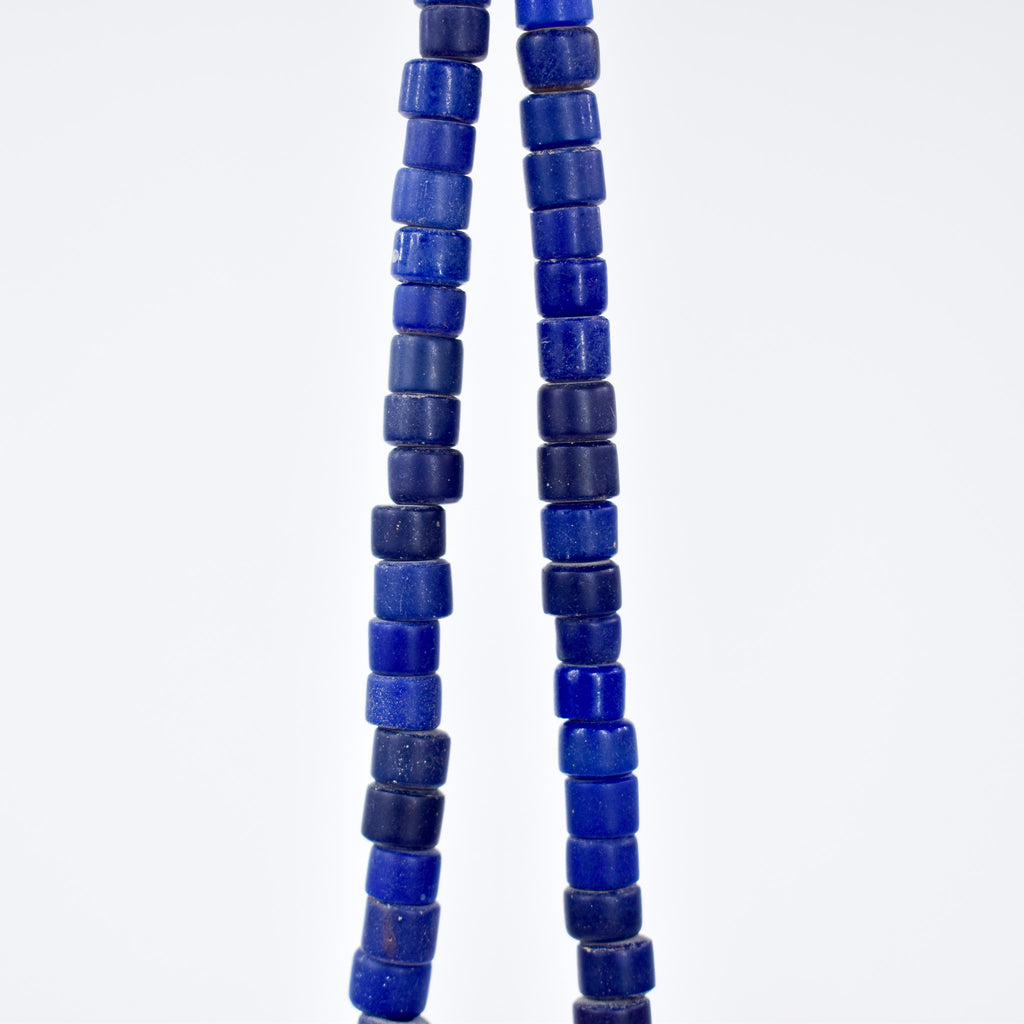 3 Strands Old Bohemian Flat Ended Blue Trade Beads Czech