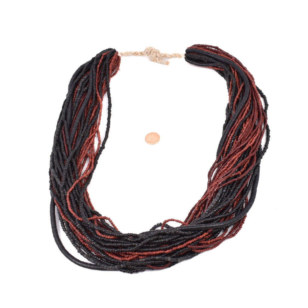 Black and Red Tamba Seed Bead Necklace