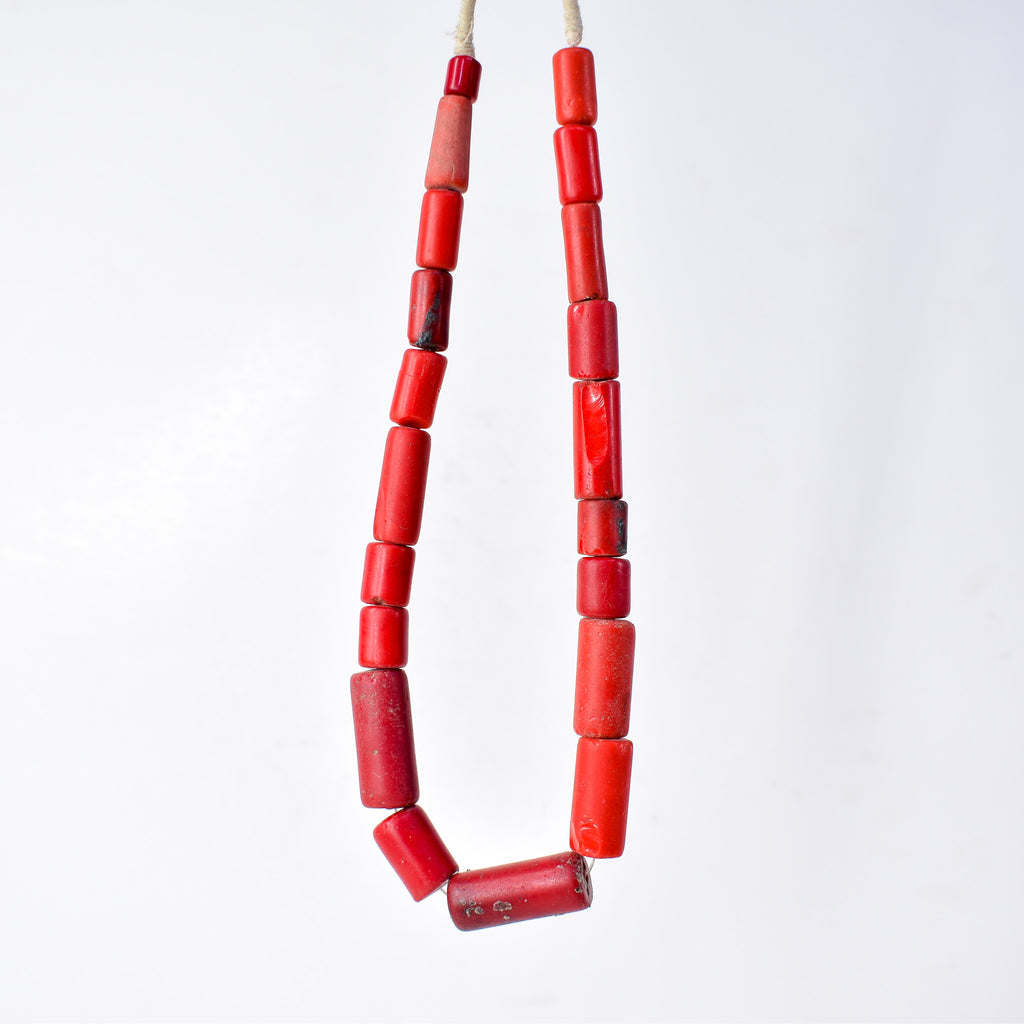Old Bohemian Glass Red Trade Beads