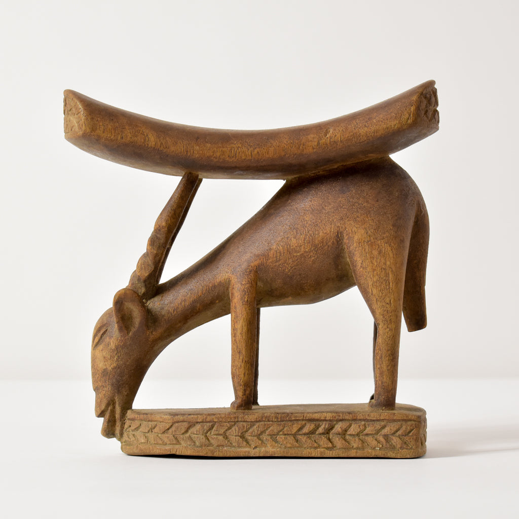 Luba Drinking Antelope Miniature Headrest Congo