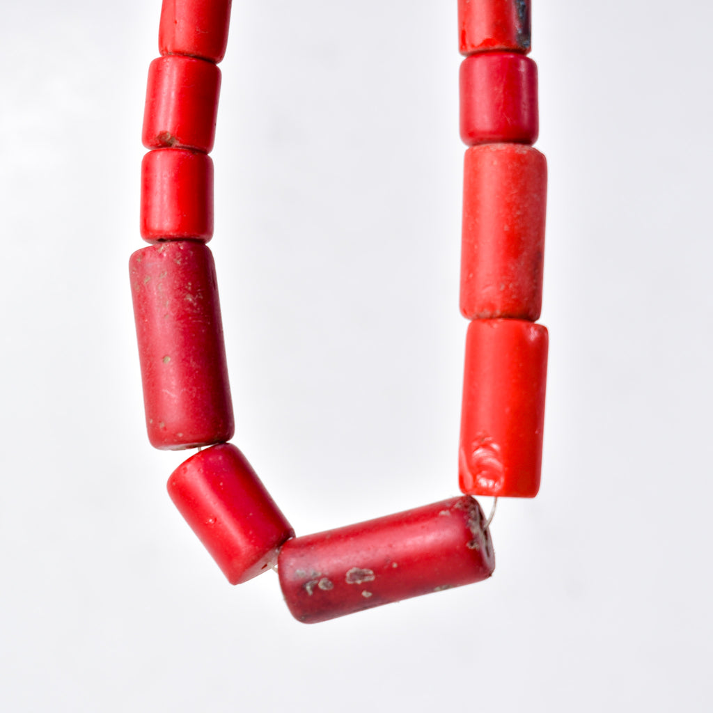 Old Bohemian Glass Red Trade Beads