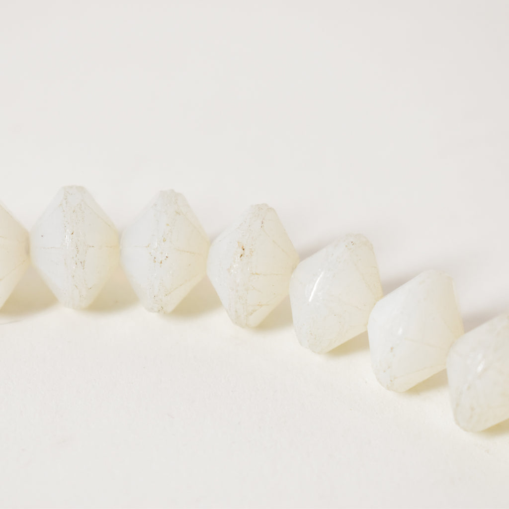 White Faceted Vaseline Trade Beads Czech