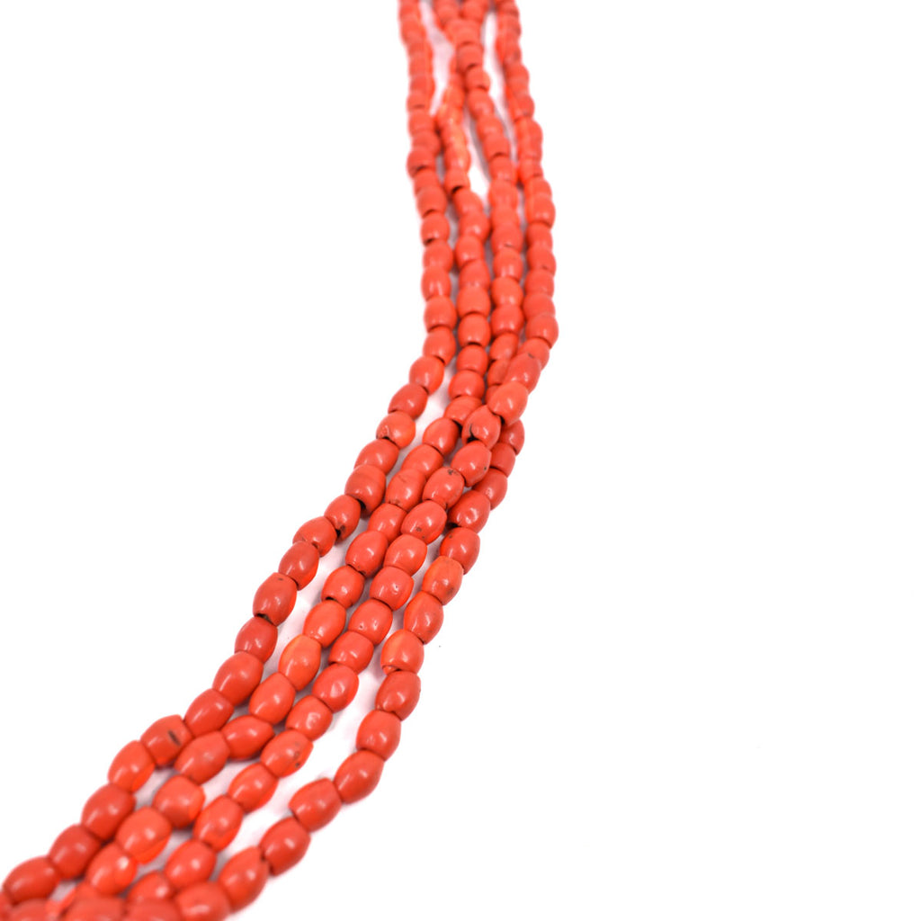 Red Baule Tamba Seed Bead Necklace