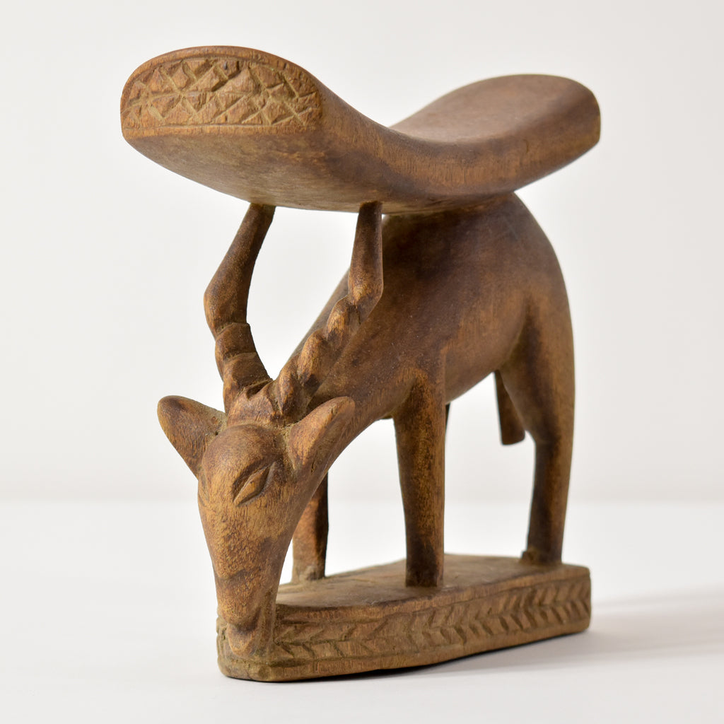 Luba Drinking Antelope Miniature Headrest Congo