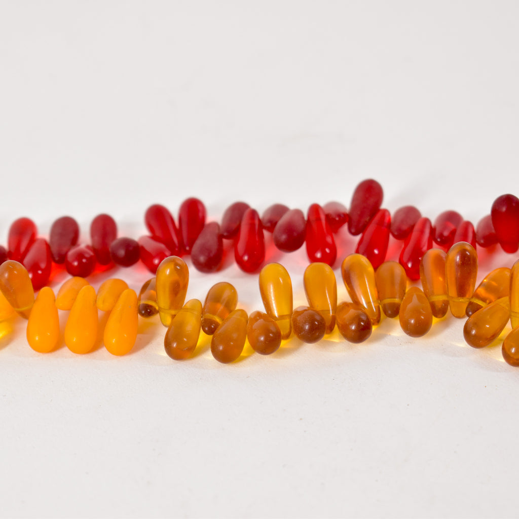 Red and Orange Wedding Trade Beads Czech