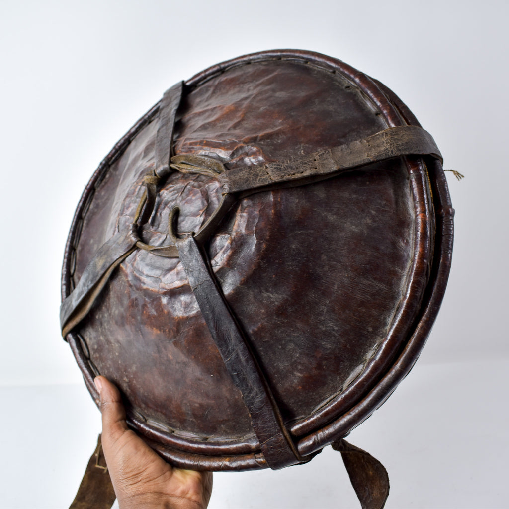 Mesob Lidded Leather Wrapped Bread Basket Ethiopia