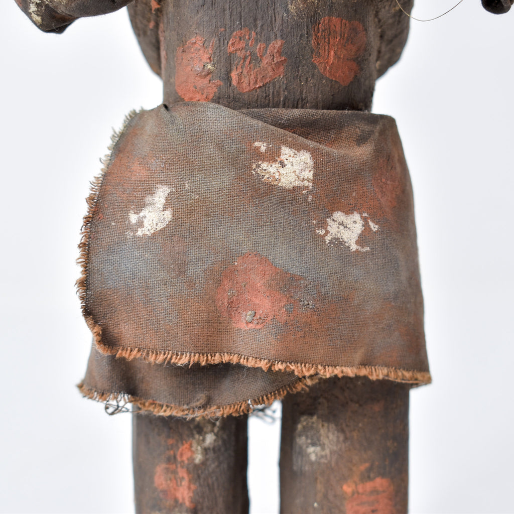 Lengola Standing Male Wood Figure with Feathers on Custom Base Congo