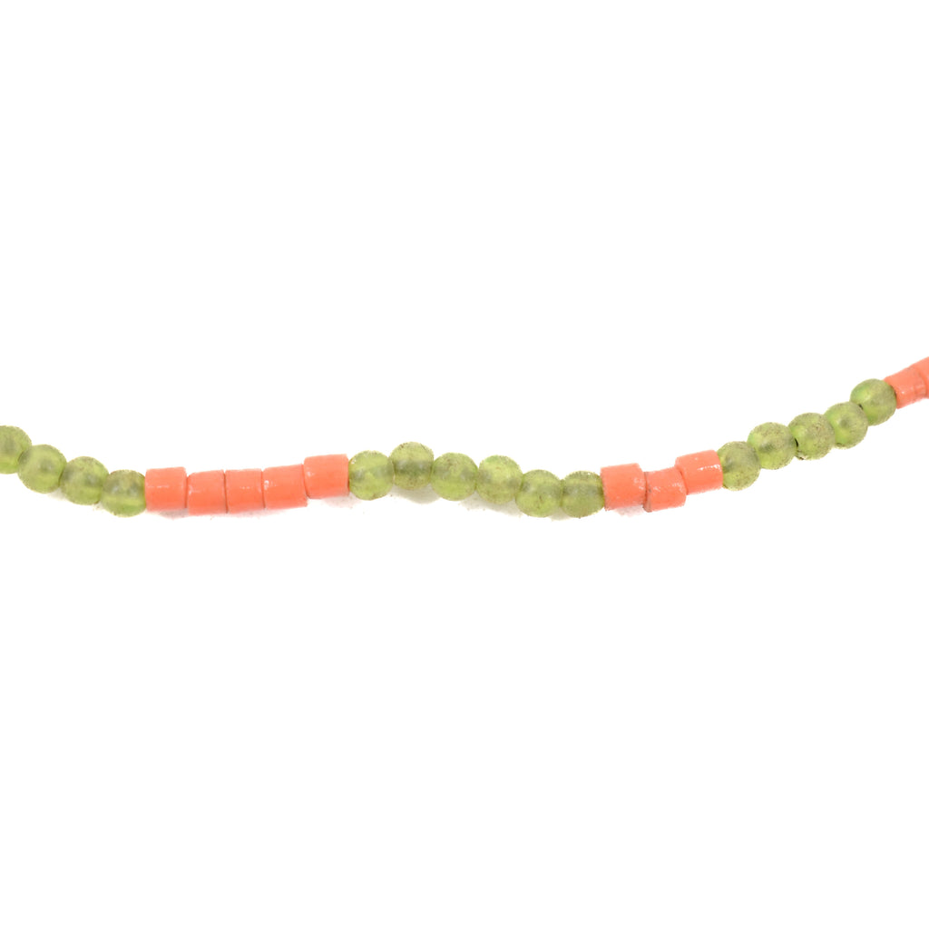 Orange and Green Tile Trade Beads