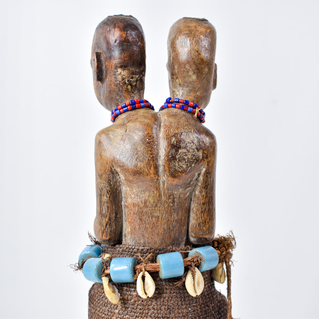 Songye Double Head Nkishi Power Fetish Figure on Custom Base Congo