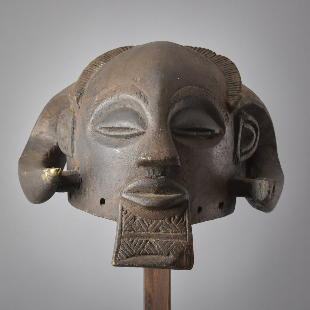 Luba Helmet Mask Ram Horns Custom Base Congo