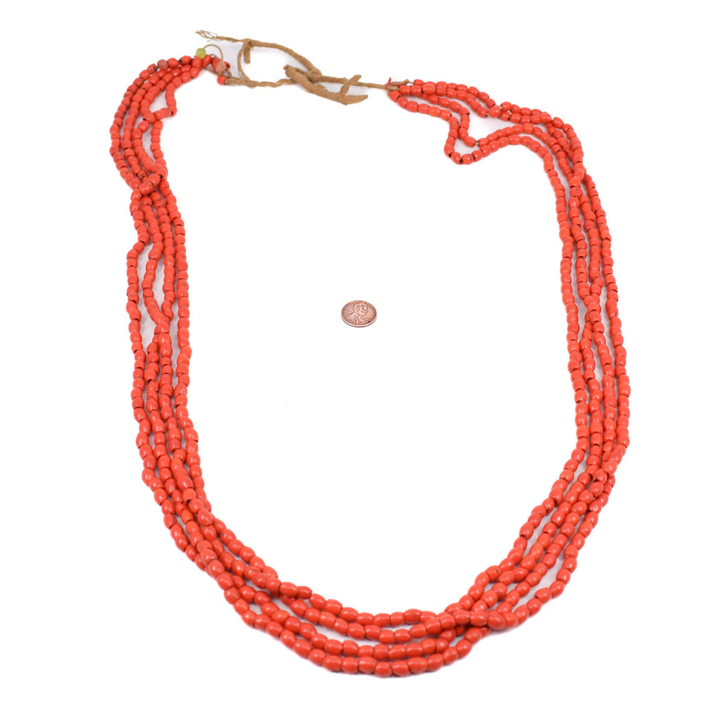 Red Baule Tamba Seed Bead Necklace