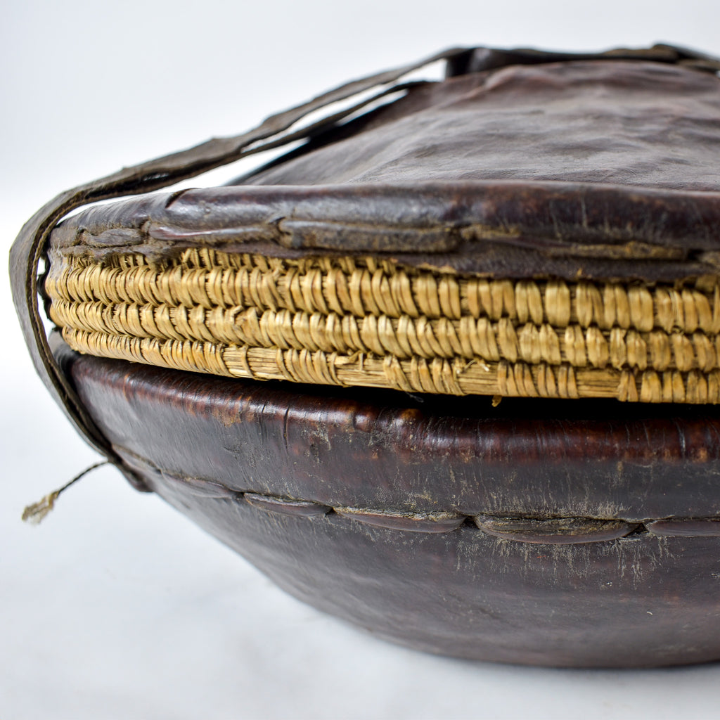 Mesob Lidded Leather Wrapped Bread Basket Ethiopia