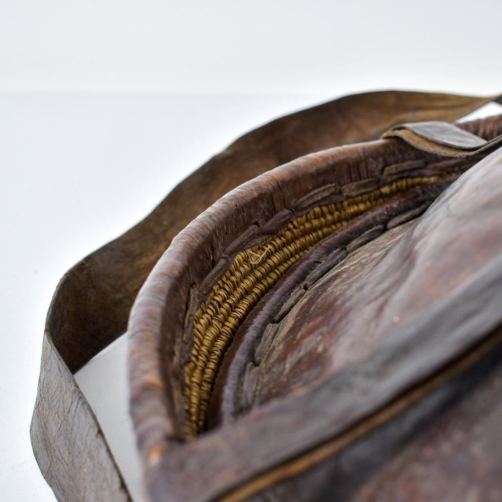 Mesob Lidded Leather Wrapped Bread Basket Ethiopia