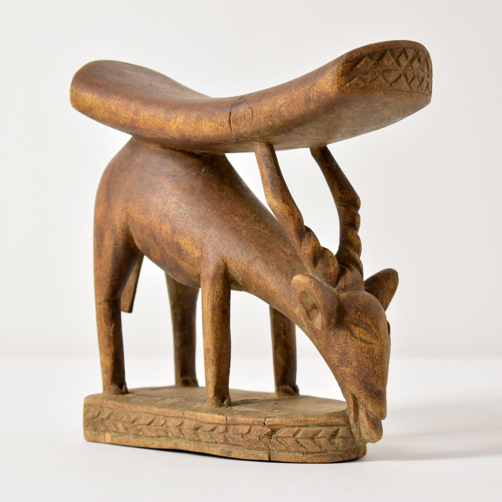 Luba Drinking Antelope Miniature Headrest Congo