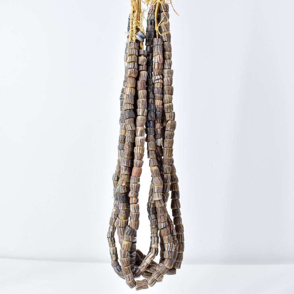 6 Strands Krobo "Recycled" Powder Glass Trade Beads