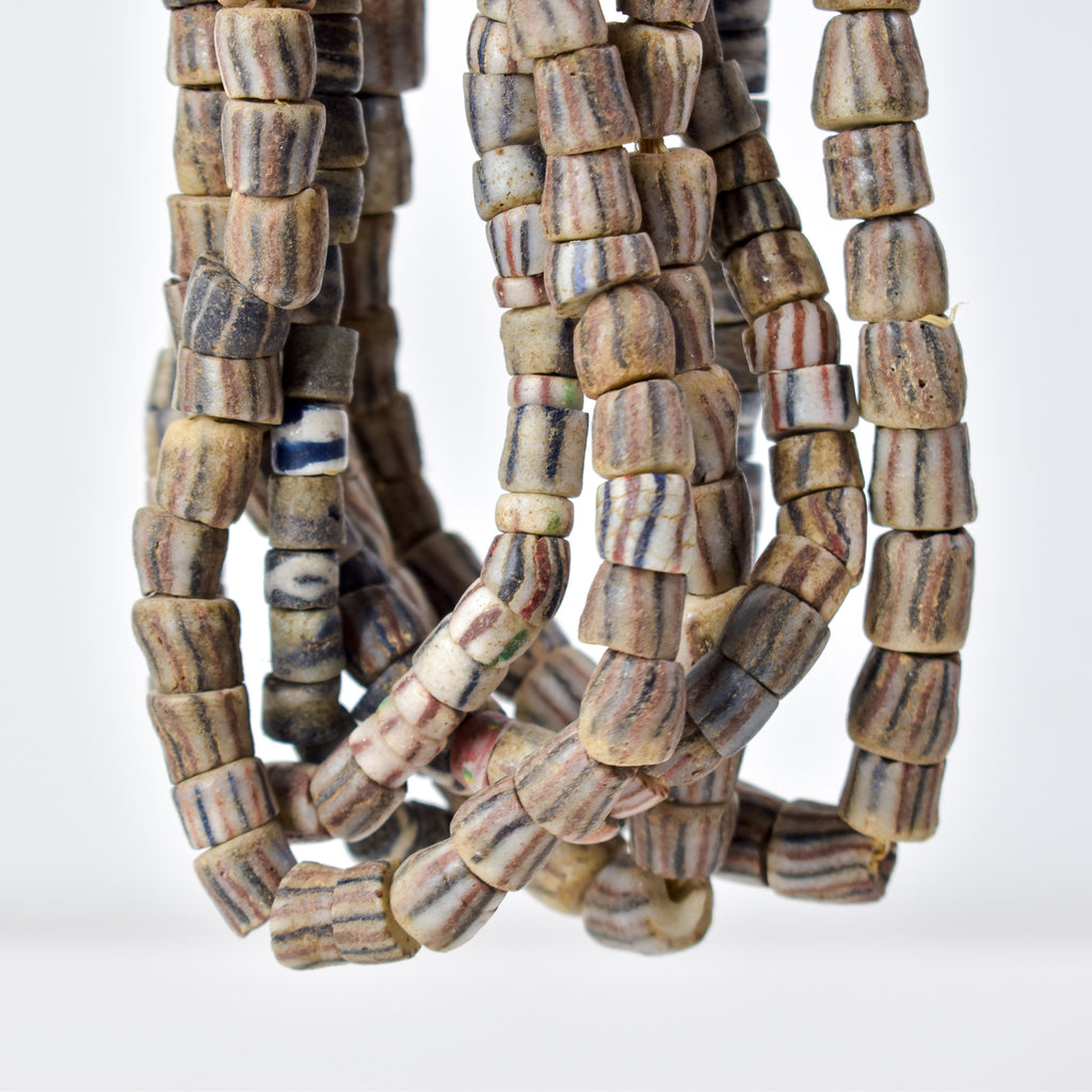 6 Strands Krobo "Recycled" Powder Glass Trade Beads