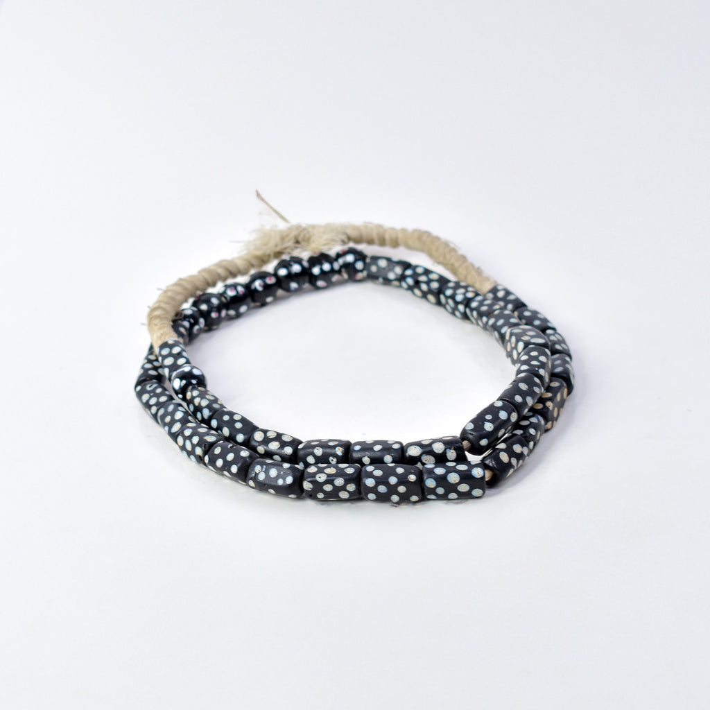 Rectangular and Round Black Skunk Venetian Trade Beads