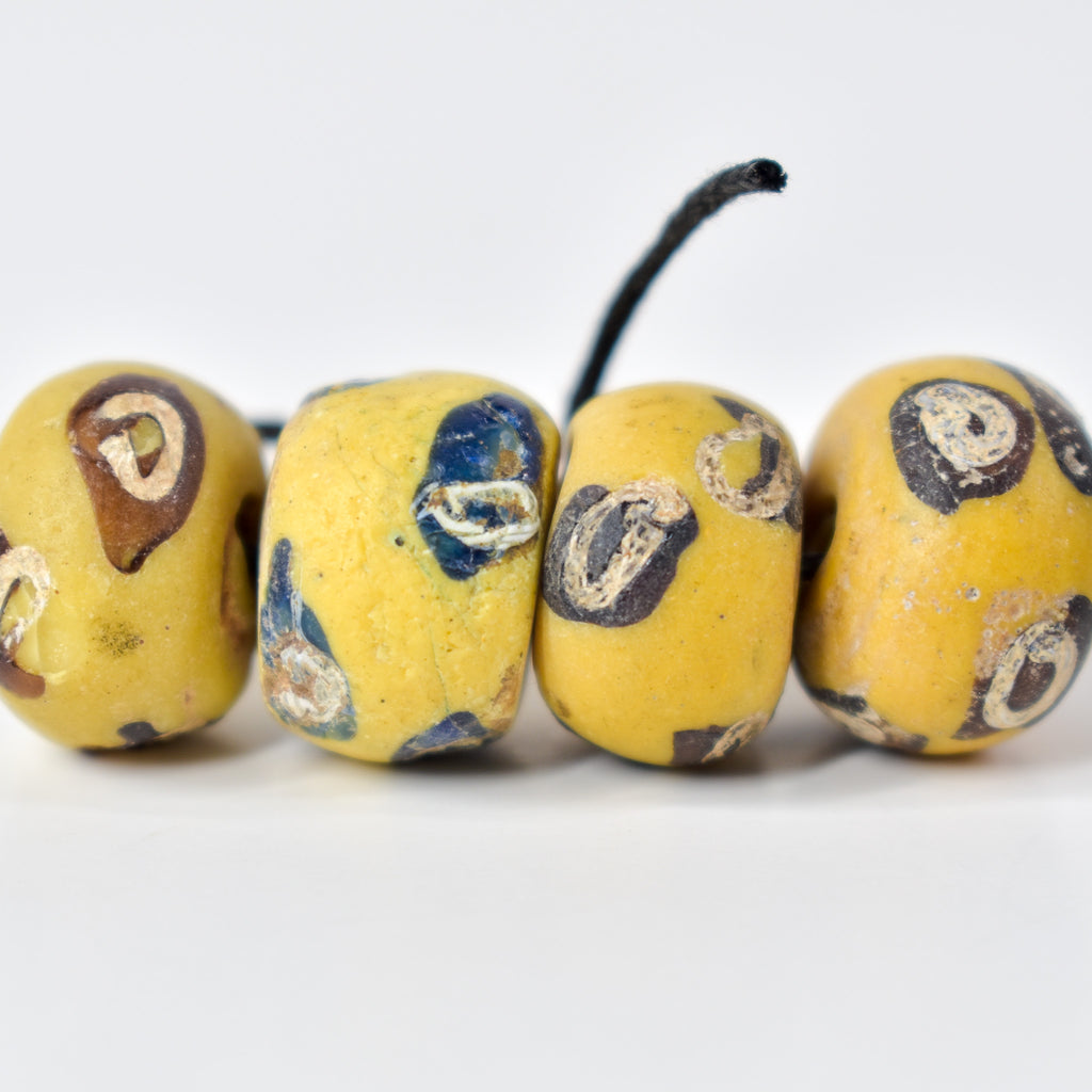 5  Rare Venetian Yellow Trade Beads