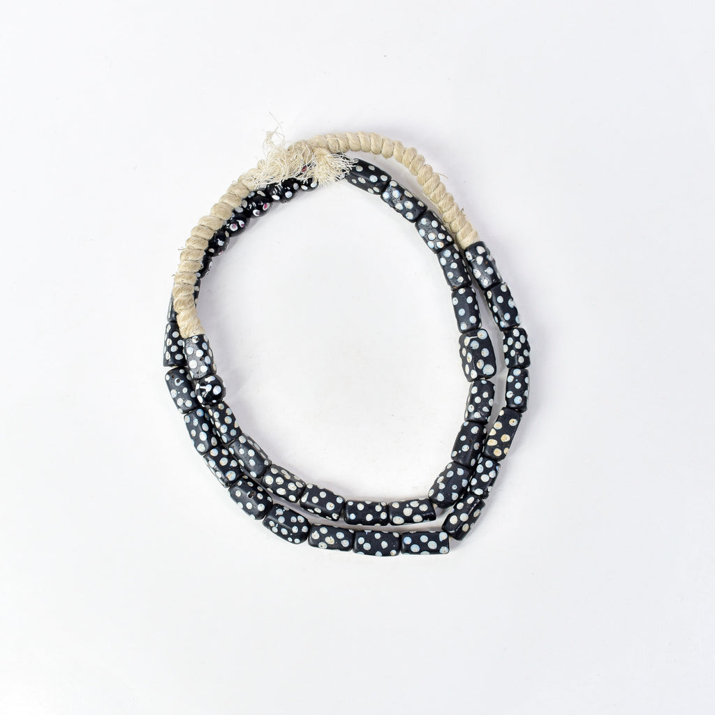 Rectangular and Round Black Skunk Venetian Trade Beads