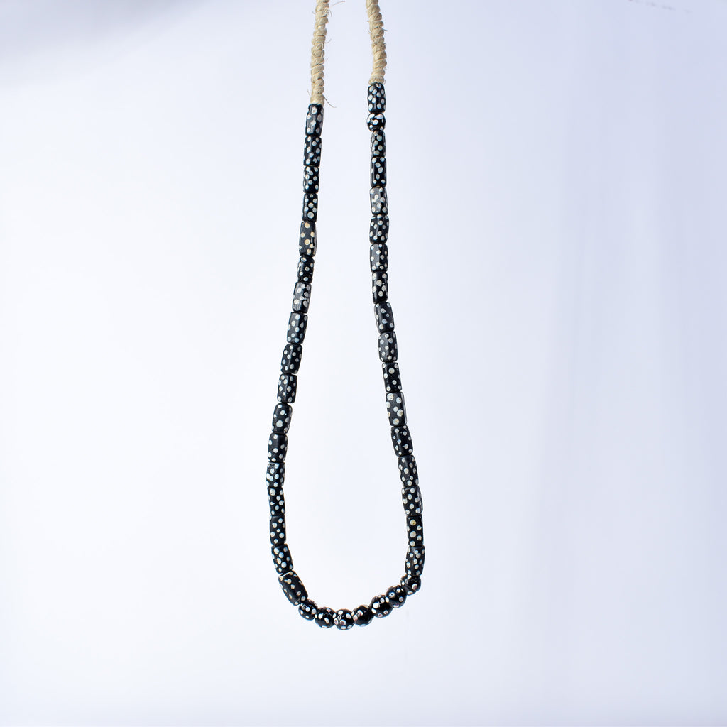 Rectangular and Round Black Skunk Venetian Trade Beads