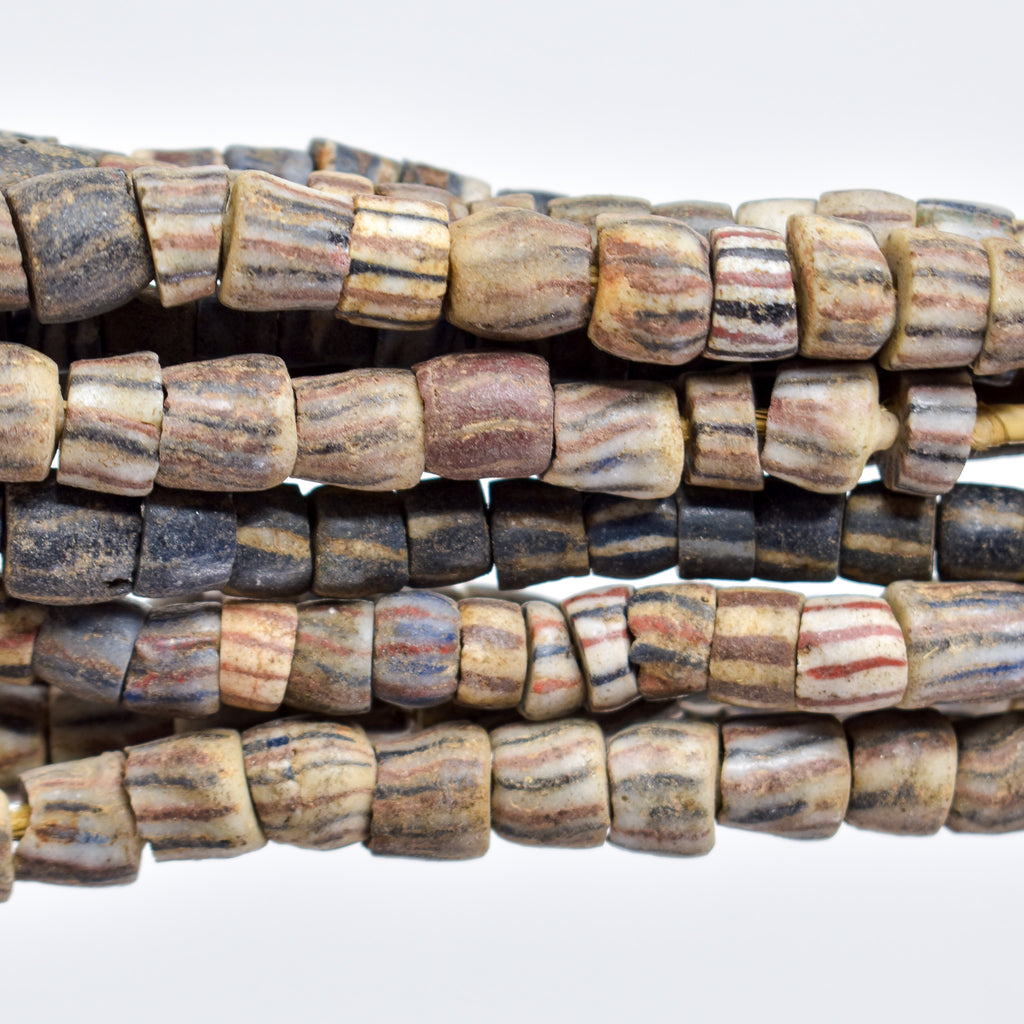 6 Strands Krobo "Recycled" Powder Glass Trade Beads