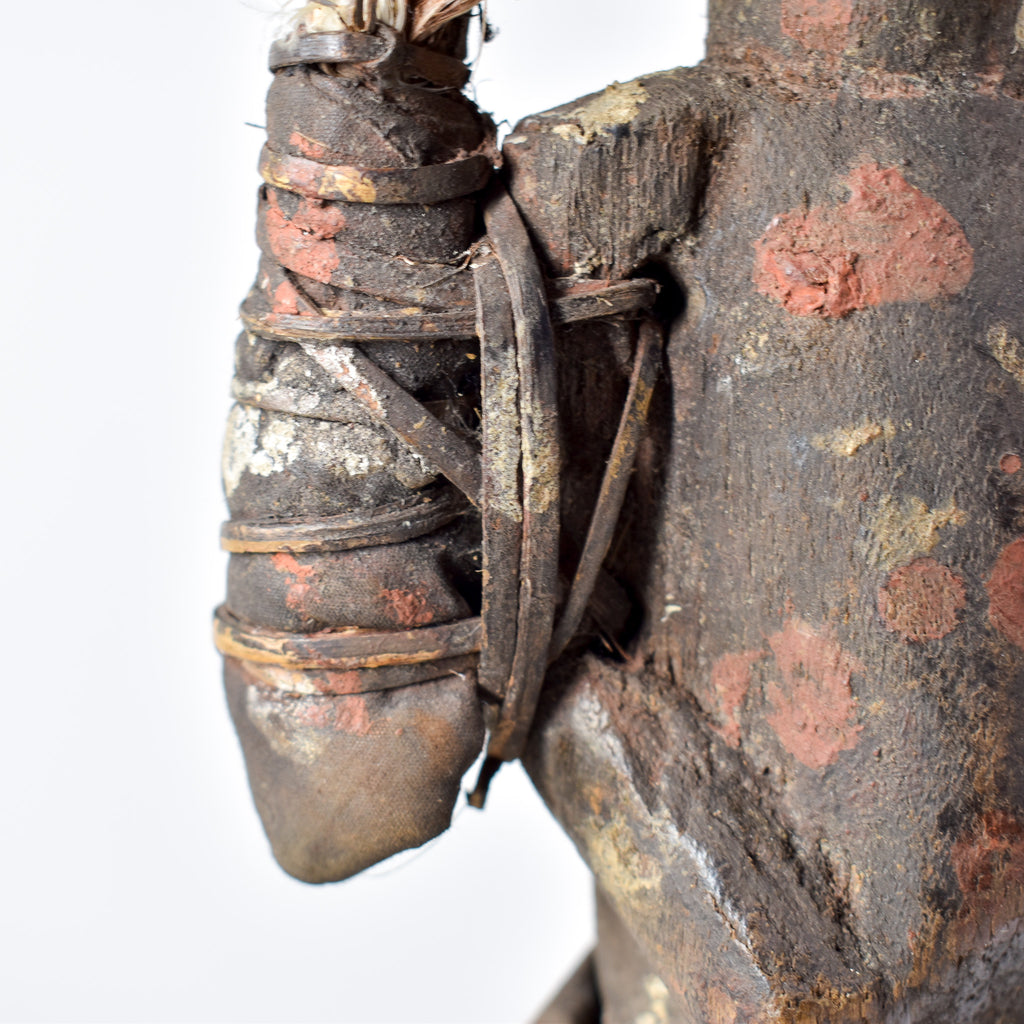 Lengola Standing Male Wood Figure with Feathers on Custom Base Congo