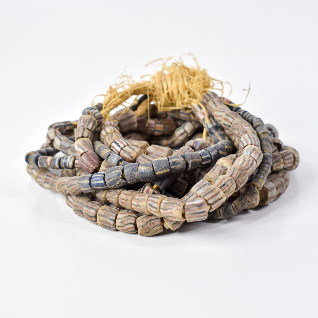6 Strands Krobo "Recycled" Powder Glass Trade Beads