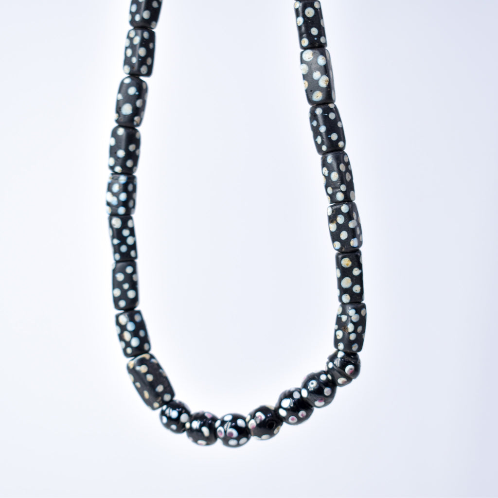 Rectangular and Round Black Skunk Venetian Trade Beads