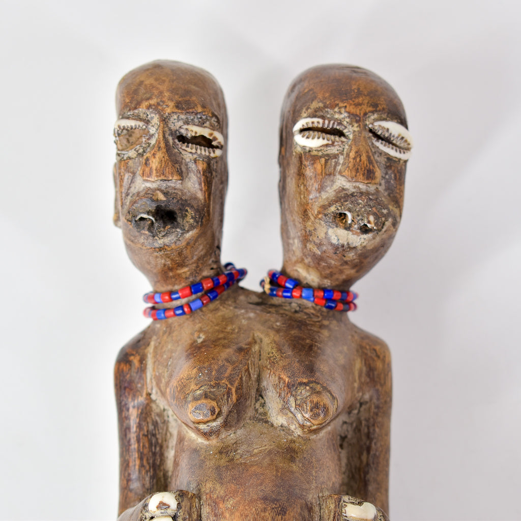 Songye Double Head Nkishi Power Fetish Figure on Custom Base Congo