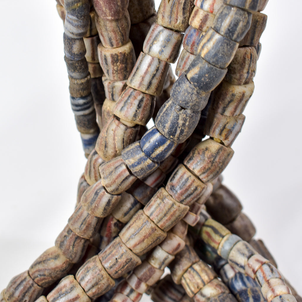 6 Strands Krobo "Recycled" Powder Glass Trade Beads