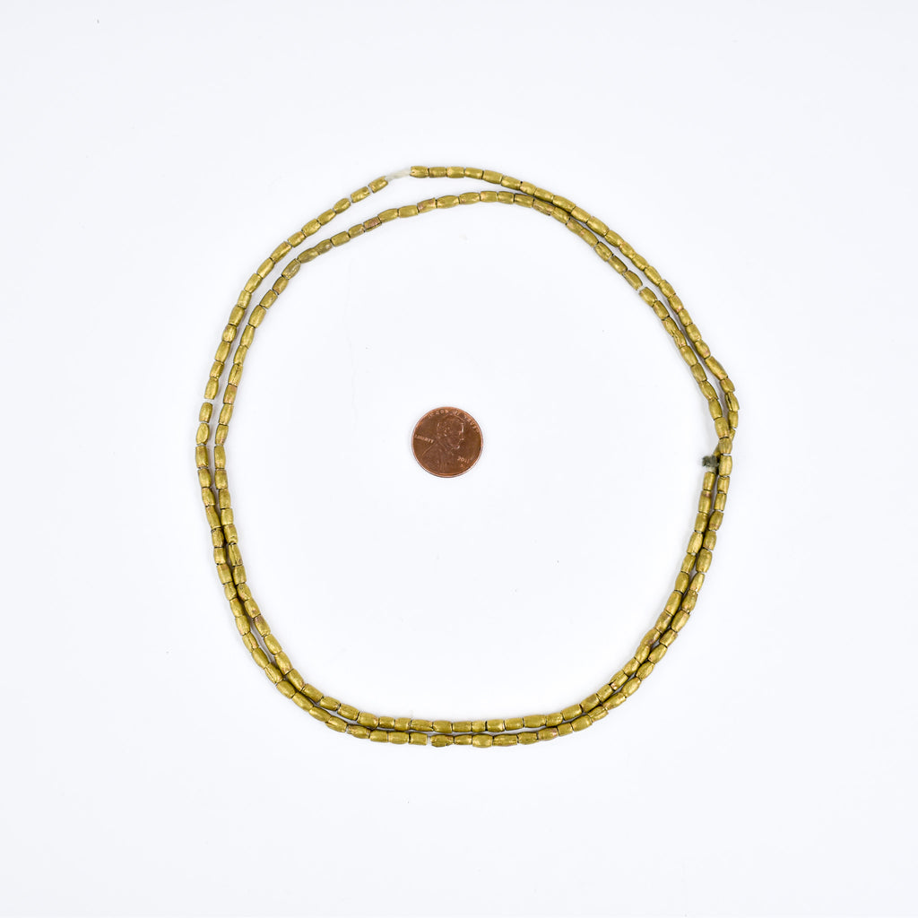 6 Strands Brass Color Beads Ethiopia 32 Inch