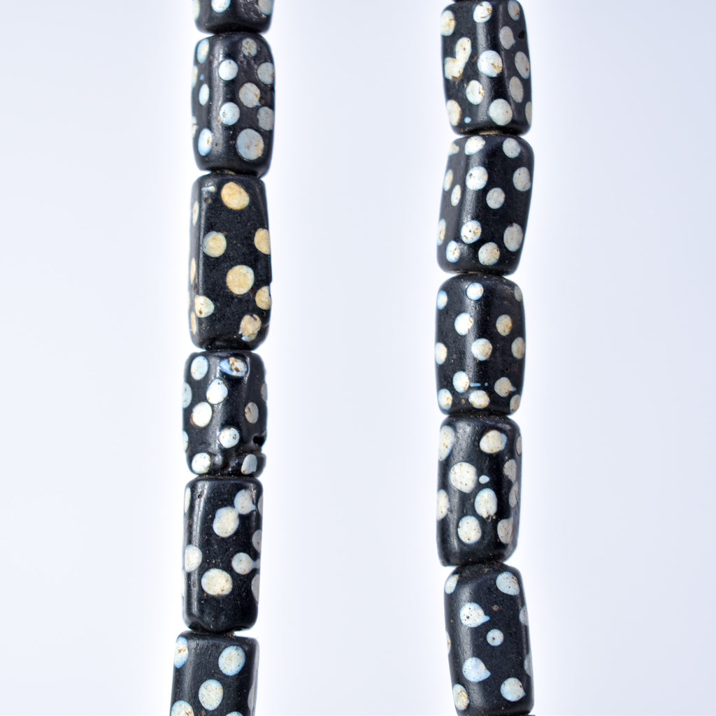 Rectangular and Round Black Skunk Venetian Trade Beads
