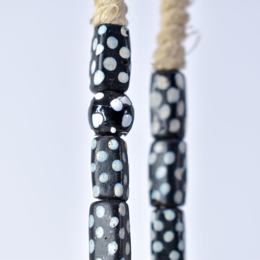 Rectangular and Round Black Skunk Venetian Trade Beads