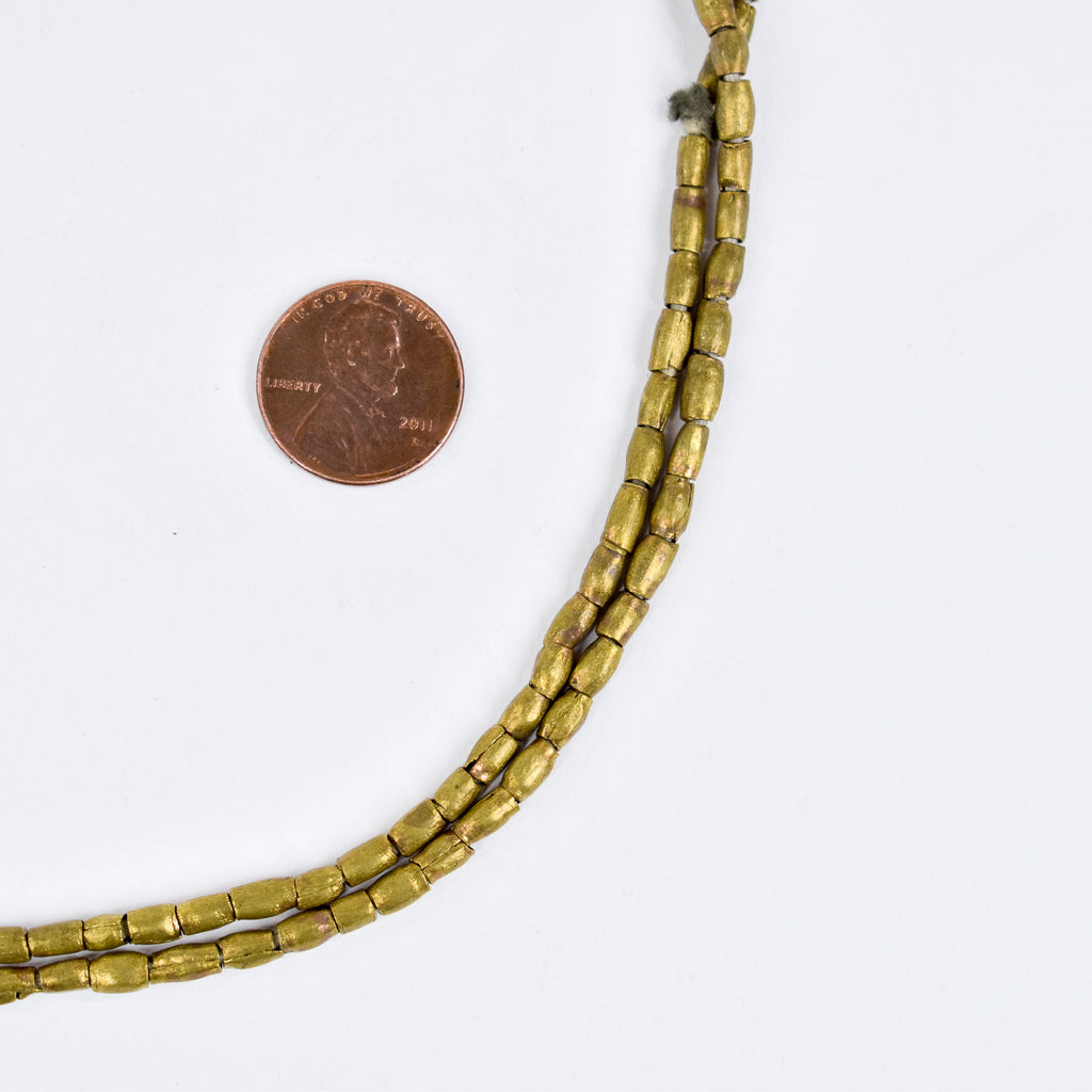 6 Strands Brass Color Beads Ethiopia 32 Inch