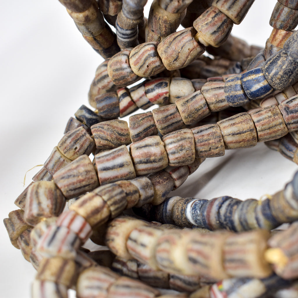6 Strands Krobo "Recycled" Powder Glass Trade Beads