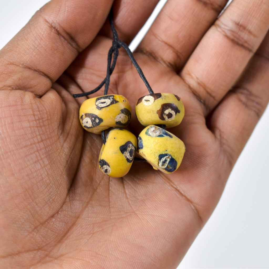 5  Rare Venetian Yellow Trade Beads