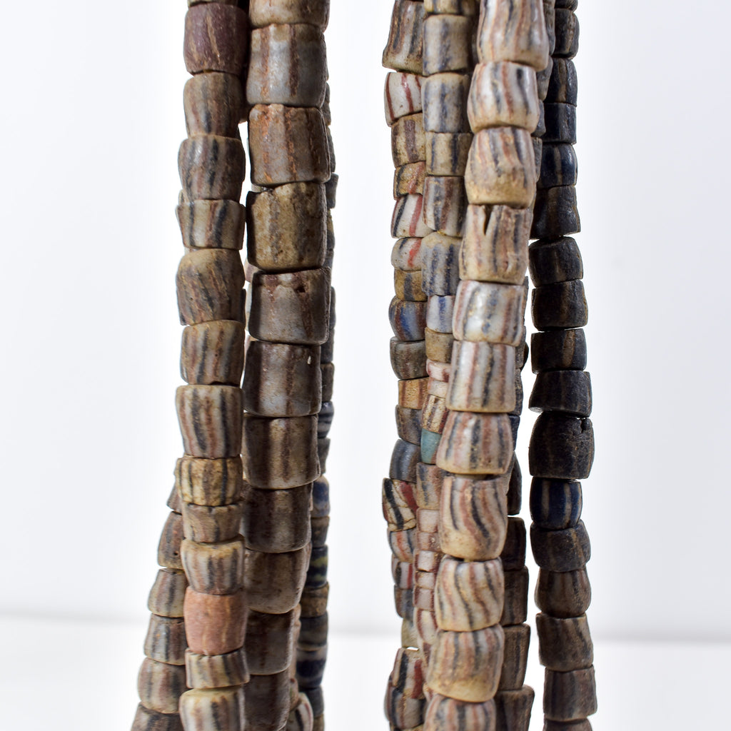 6 Strands Krobo "Recycled" Powder Glass Trade Beads