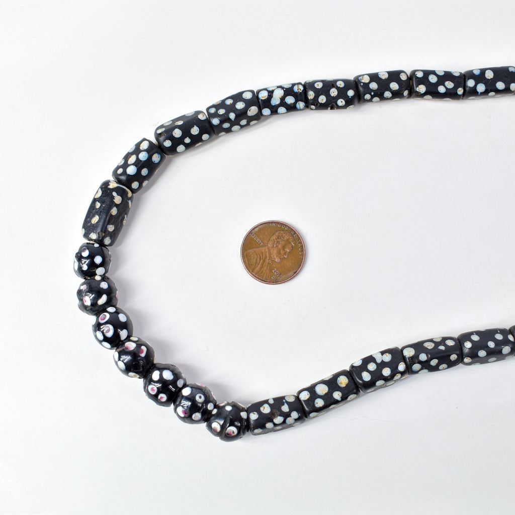 Rectangular and Round Black Skunk Venetian Trade Beads