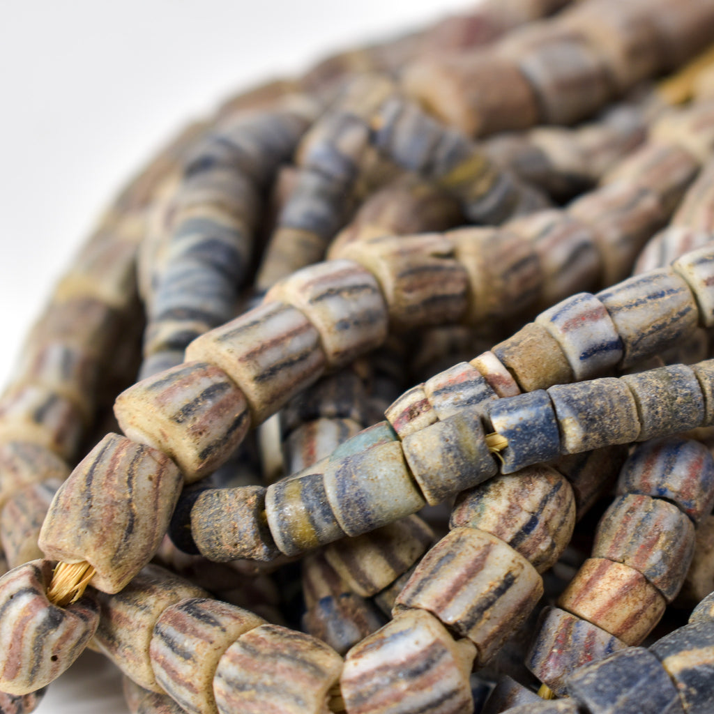 6 Strands Krobo "Recycled" Powder Glass Trade Beads