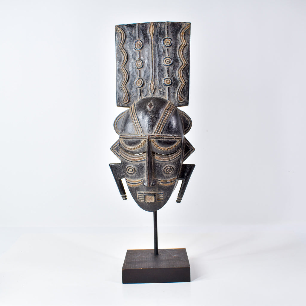 Djimini Ligbi Do Society Mask on Custom Stand Côte d'Ivoire
