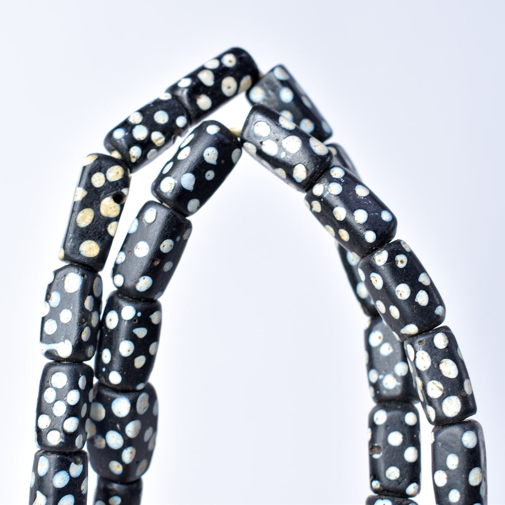 Rectangular and Round Black Skunk Venetian Trade Beads