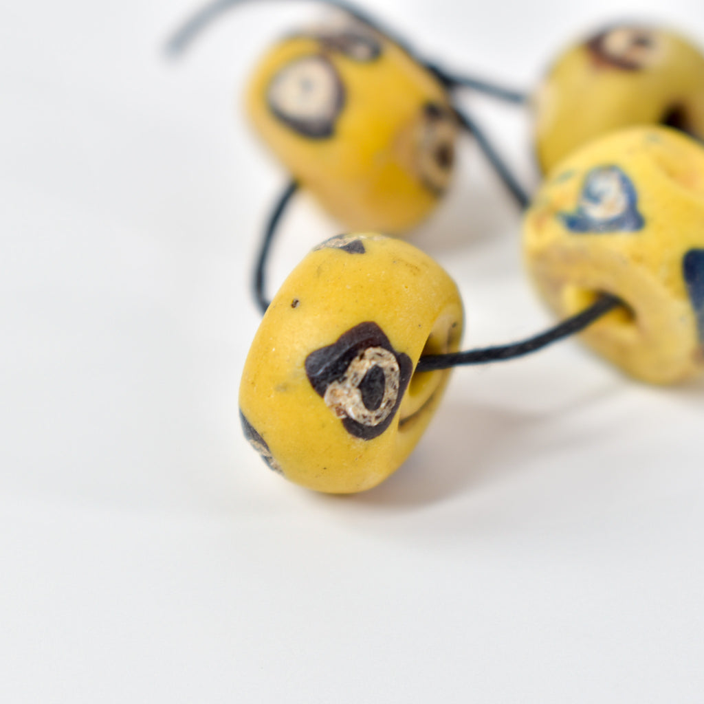 5  Rare Venetian Yellow Trade Beads