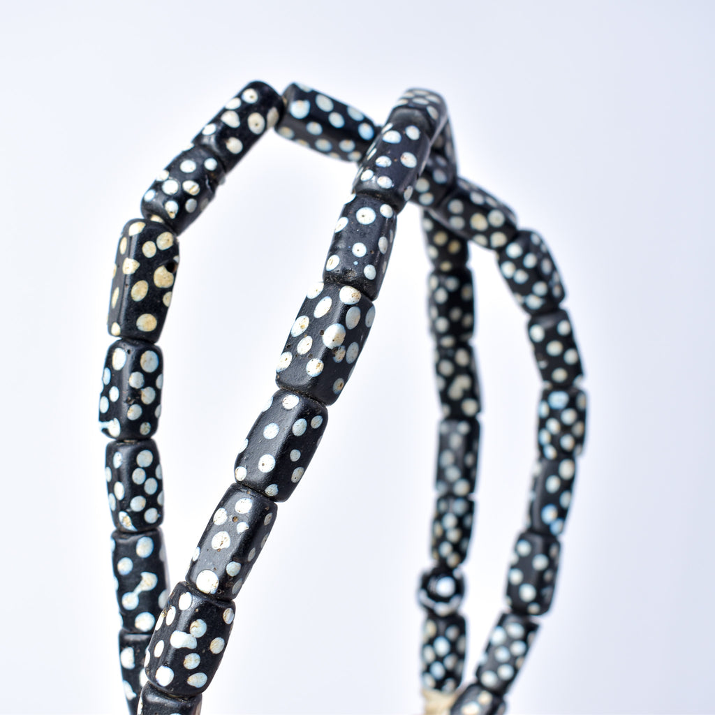 Rectangular and Round Black Skunk Venetian Trade Beads