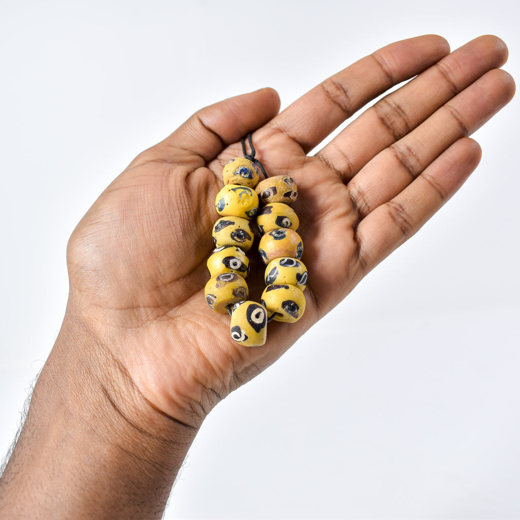 Rare Venetian Yellow Trade Beads Short Strand